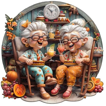 Jigfoxy Holzpuzzle für Erwachsene, Omas Party Holz Puzzle, einzigartiges Tierpuzzle aus Holz, Geschenk zu Weihnachten für Familie und Freunde, L-34 * 34cm-300Teile