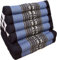 GURU SHOP Thaikissen, Dreieckskissen, Kapok, Tagesbett mit 2 Auflagen - Schwarz/blau, 30x50x120 cm, Asiatisches Sitzkissen, Liegematte, Thaimatte