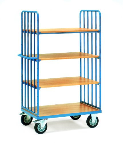 Fetra Transportgeräte mtpif312 F 503 Wagen mit Tablett, 2 Seitenteile mit Gitter Design, 4 Einlegeböden, 80 kg Gewicht, 1000 mm x 700 mm Plattform
