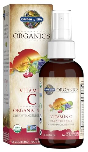 Garden of Life Organics Vitamin C Spray Featuring Amla Berry – Liquid Vitamin C Supplement for Immune & Skin Health Support, USDA Organic, Non-GMO, Vegan, Cherry Tangerine Flavor, 2 Fl Oz Bottle