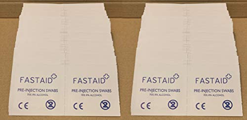 Fastaid 70% IPA Alcohol Wipes for Electronics, Swabs, Tattoo, Pre-injection Swabs, 200 Pieces (2 Boxes)
