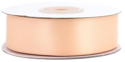 Doppelseitiges Satinband 25mm x 20m Rolle - FARBAUSWAHL in 6/10/25/38mm - farbecht & waschbar - Schleifenband für Hochzeit - Geschenkband zum Verpacken Dekorieren Basteln - Apricot 714