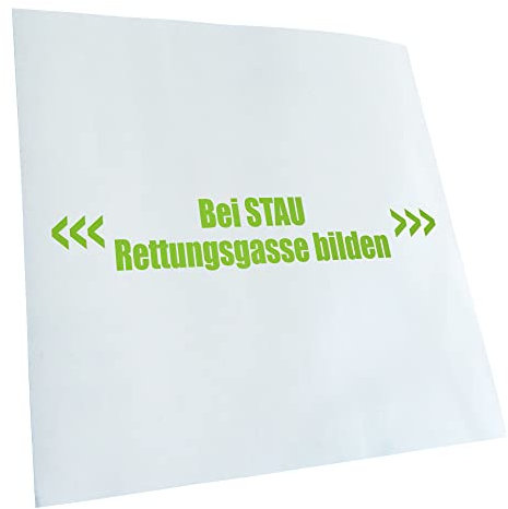 Kiwistar - Autoaufkleber - Grün - 20x4cm Bei Stau Rettungsgasse bilden - Heckscheibe Auto Aufkleber wetterfest für Kfz LKW Mofa Truck - Sticker außen selbstklebend Tuning Zubehör für Fenster Fahrzeug