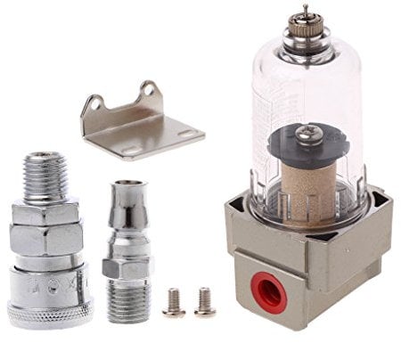 BIlinli 1/4 AF2000-02 Compressed Air Compressor In-Line Moisture Water Trap Filter