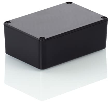 HeiGroup - T3 ABS Kunststoffgehäuse mit Deckel, Mehrzweckgehäuse, Modulgehäuse, (LxBxH) 76 x 51 x 27 mm, Schwarz - Poliert