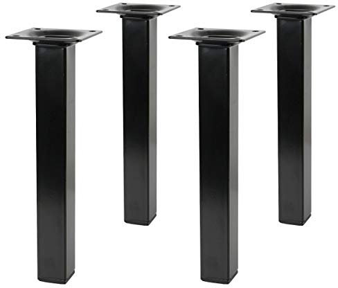 Stuhlbeine 4er Set Schwarz Eckig Höhe 500 mm 25 x 25 mm Möbelfüße aus Metall