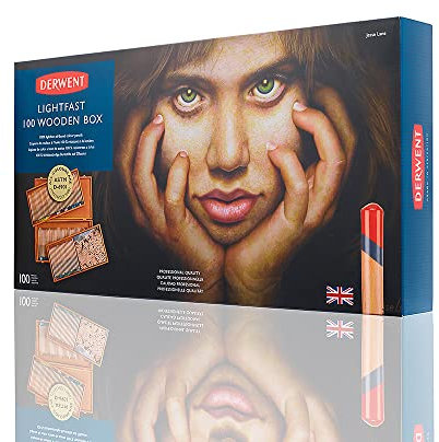 Derwent Lightfast - Set de 100 Crayons de Couleur, Coffret Cadeau en Bois, Mines Rondes Solides 4 mm, Texture Crémeuse, pour Dessin & Coloriage, Qualité Professionnelle (2305693)
