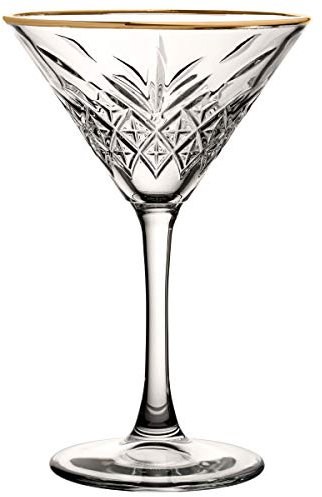 Ginsanity Timeless Roaring 20's Vintage Martini Soucoupe/Classique Verre Bordé d'or à Champagne sans Plomb - 230ml