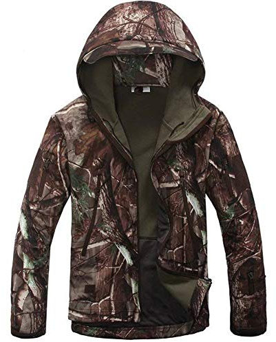 BININBOX Herren Taktische Softshell Jacke Fleecejacke Männer Military Jacke Wanderjacke Outdoor Winterjacke für Camping Jagd (L (Tag XL), Baum-Tarnung)