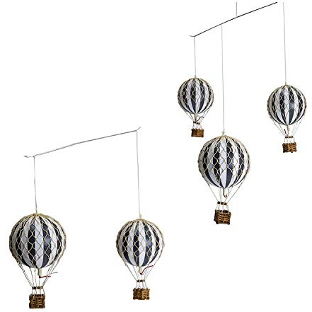 Authentic Models - Mobile - Ballon Mobilie - Floating the Skies - Farbe: Schwarz Weiß - Pappe, Korb, Eisen - Maße gesamt: 85 x 66,5 cm - Ø eines Ballons: 8,5 cm
