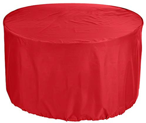 Kaufpirat Premium Abdeckplane Rund Ø 200x70 cm Essbank Sitzbank Holzbank Gartenmöbel Gartentisch Hülle Abdeckung Haube Schutzhülle Abdeckhaube 900 D, 500 g/m², 6.000 mm Wasserbeständigkeit Rot
