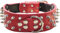 haoyueer Collar de cuero para perro con pinchos, remaches de bala de 5 cm de ancho, elegantes collares de cuero para perros medianos y grandes, Pitbull … (XL, rojo)