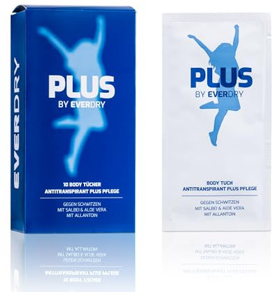 EVERDRY Body PLUS Antitranspirant Pflegetücher gegen Schwitzen & Schweißgeruch an Körper, Gesicht, Füßen - 10 Tücher mit Aloe Vera, Salbei, Allantoin
