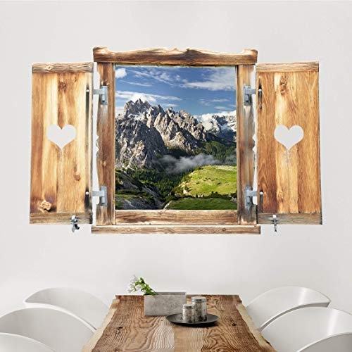 Bilderwelten Wandtattoo Top Alpen und Berge, Größe:40x60cm Fenster Herz Italienische Alpen