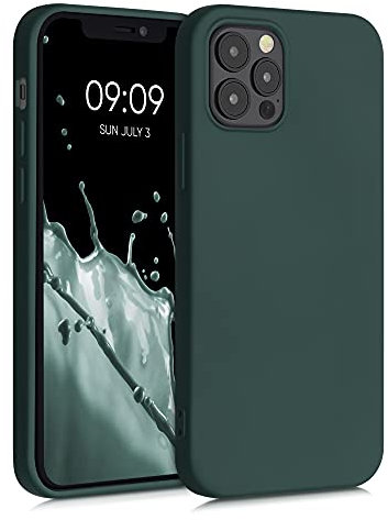 kwmobile Case Compatible with Apple iPhone 12 / iPhone 12 Pro Case - Slim Protective TPU Silicone Phone Cover - Moss Green