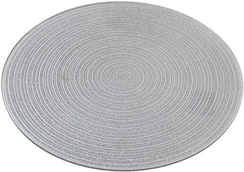 Floralcraft 20cm Round Glitter Swirl Mirror Plate - Wedding Table Centrepiece, Mirror Glass Display Candle Plate with Beveled Edge and Non-Slip Feet