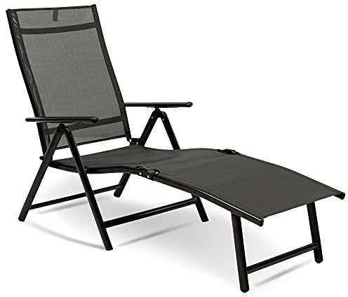 MaxxGarden Faltbare Sonnenliege – Sonnenliege – Campingstuhl – 190 x 58 x 85 cm (schwarz)
