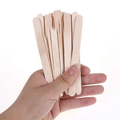 50 StückEisstiele aus Holz - Holzstiele für Kaffee, Cakepops, Lollies und Eis - Holzstäbchen zum Basteln - Kaffeestäbchen - 2 Farben zur Auswahl