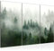 Runa Art Wandbilder Wald Natur Bild XXL Wohnzimmer Schlafzimmer Grün Grau Nebel 120 x 80 cm 3 Teilig 032331a