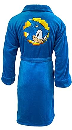 Groovy Uk Unisex Sonic Go Faster Fleece Dressing Gown With Belt Official Merchandise Bathrobe, Blue, One Size UK