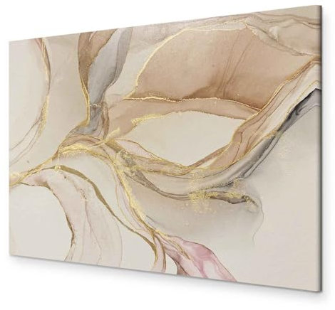 B&D XXL - Wandbilder XXL Abstrakt 120x80 cm Leinwandbild 1 tlg Kunstdruck modern Wandbilder XXL Wanddekoration Design Wand Bild - Aquarell Pastel beige rosa a-C-0193-b-a