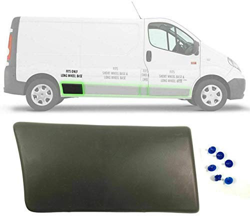 Panneau de Moulure Bande Latérale Arrière Droit Compatible pour Trafic II, Vivaro A, Primastar 2001-2013 OE: 8200326368, 8200036095, 91165349, 93852552