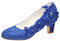 Emily Bridal Brautschuhe Frauen Seide wie Satin Stämmiger Absatz Absatzschuhe mit Stich Spitzen Blume Kristall Perle (EU37, Blau)