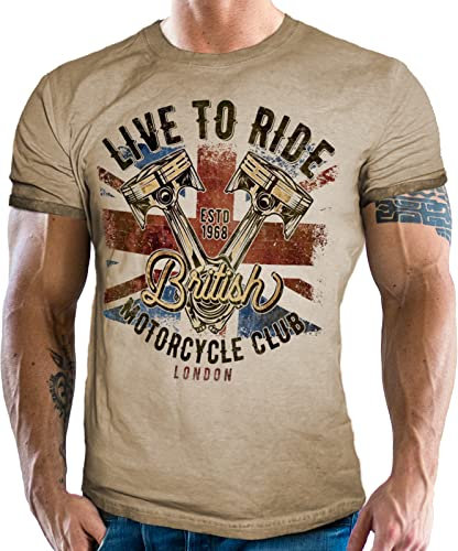 Vintage Retro Biker T-Shirt Used Look - British Motorcycle Club London M