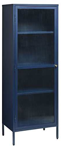 möbelando Vitrine Bronco aus Metall in blau. Abmessungen (B/H/T) 58x160x40 cm