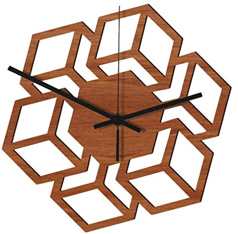 HOMSFOU Wohnkultur Wanduhr Holzwürfel Wanduhr: Rustikale Uhr Vintage Silent Clock Batteriebetriebene Bauernhaus Wanduhr für Küche Wohnzimmer Keine Batterie Wand Dekoration