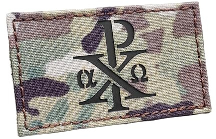 Chi Rho Christogram Patch – Jesus Christ Symbol – Hook Backed Tactical Morale Patch, Laser-Cut for Backpacks, Caps & Plate Carriers (Compatible with Multicam with Black)