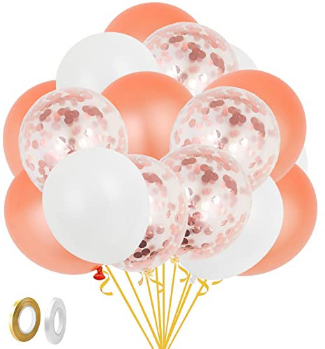 GoldRock Luftballons Rosegold Weiß,20 Stück Ballons Rosegold mit konfetti,Rosa Luftballons Geburtstag Mädchen,Luftballons Hochzeit Helium Set,Luftballon Rosegold für Hochzeitsdeko Geburtstag Babyparty