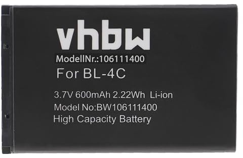 vhbw Batterie Compatible avec Easyfone Prime A5, Flip téléphone Portable (600mAh, 3,7V, Li-ION)