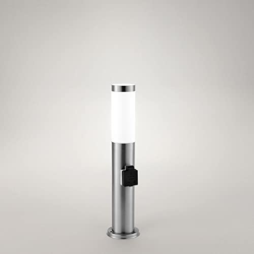 max K O M F O R T Wegeleuchte Aussenleuchte mit Steckdose 50cm Standleuchte Standlampe Gartenleuchte Edelstahl E27 232-500-SD