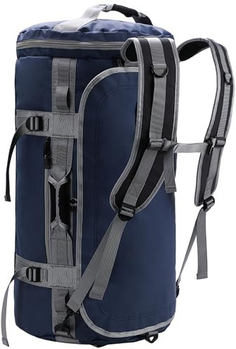 MIER Großer Duffel Rucksack Sport Turnbeutel mit Schuhfach, strapazierfähig und wasserabweisend, Marineblau, 90 l