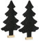 com-four® 2X dekorativer Filz-Aufsteller für Weihnachten - Tannenbaum, Filz mit Massivholz-Fuß - winterliches Wohnaccessoire - Weihnachtsbaum als Wohnraum-Dekoration (02 Stück Tanne 61cm dunkelgrau)