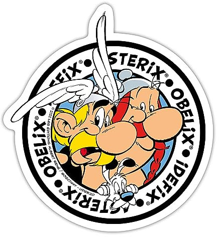 Spreadshirt Asterix & Obelix Mit Idefix Abenteuer Sticker Aufkleber, 10 x 10 cm, Mattweiß