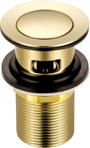 Xcel Home Bonde de Lavabo Dorée Clic-Clac | Norme Britannique BSP 3,2 cm | Remplacement Idéal Rond en Laiton | Finition Or Brossé, Standard | 1 Pièce | Installation Facile pour Drainage