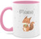 Tasse Tassen 325ml - Tiere - Eichhörnchen Eichhorn Squirrel - 325 ml - Rosa - keramik und tieren personalisierte geschenke kita kaffeetassen tier tiermotiv name mug personalisieren waldtiere