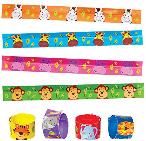 Baker Ross FX660 Dschungel-Kumpels Schnapp-Armbänder - Packung mit 8 Armbändern, Partytütenfüller für Kinder