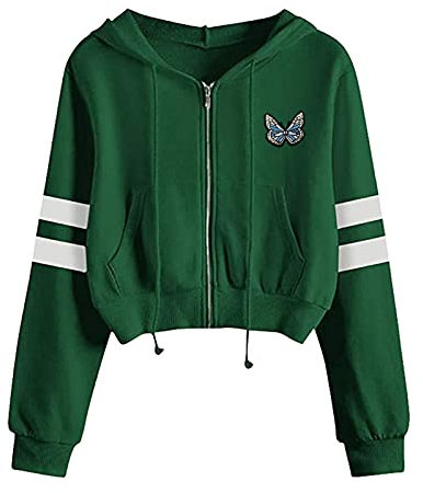 Frauen Kontrast gestreifter Oben Reißverschluss lose große Tasche Langarm-Sweatshirt Kussmund