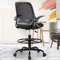 KERDOM Chaise de bureau ergonomique avec accoudoirs rabattables et support lombaire - Chaise pivotante réglable en hauteur avec anneau de repose-pieds - Convient pour la maison et le bureau