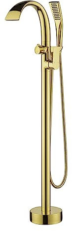 Freistehende Wasserfall Badewanne Armatur Standarmatur Wannenarmatur Einloch Mit Um 360° Drehbarem Auslauf,Gold