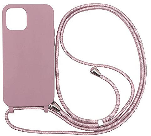 Ququcheng Kompatibel mit iPhone 15 Pro(6.1) Hülle,Handykette Hülle Silikon Seil Necklace Handyhülle mit Kordel Tasche TPU Bumper Schutzhülle für iPhone 15 Pro(6.1)-Rosa Gold