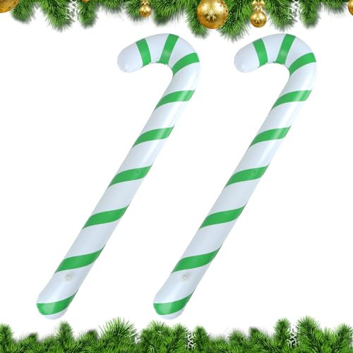 2PCS Inflatable Giant Candy Canes, 90cm Grinch Xmas Tree Hanging Ornaments for Christmas Decor