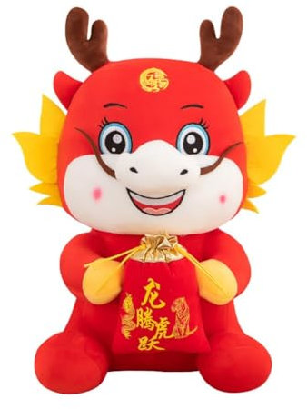 LICHENGTAI Dragon en Peluche, Mignon Anime Dragon Peluche 2024 Zodiaque Chinois Nouvel an Joyeux Animal poupée Mascotte Enfants Jouet décoration de la Maison pour décoration du Festival du Printemps