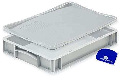 DIE BOX FABRIK Pizzaballenbox (40 x 30 x 7 cm) für Pizzateig, Mehrweg Box für Pizza (Mehrwegverpackung), inklusive Teigschaber, Komplett Set (2x Box, 1x Deckel)