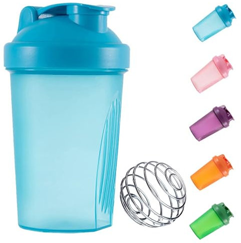 KANGSIT Protein Shaker Bottle 400ml with Stainless Steel Mixing Ball, BPA- and DEHP- free, Leakproof Flip On Lid, Odourless, Temperature Safe, Dishwasher Safe