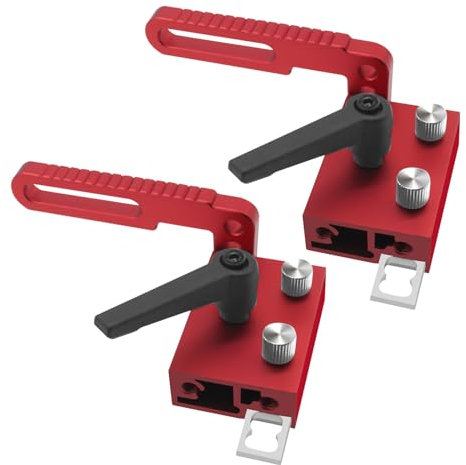 75 Typ Gehrungsschienenstopper, T-Nutbegrenzer, T-Schienenlokator, Aluminiumlegierung, Gehrungs-T-Nut-Stop, Holzbearbeitung, Gehrungsschiene, T-Schienenbegrenzer für Gleitschütte, Werkbank (2, rot)
