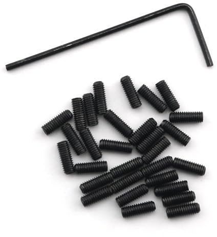 DGBRSM 30PCS M3x8 Metric Black Guitar Bridge Saddle Height Adjustment Screws Stainless Steel Guitar Bridge Saddle Height Adjustment Screws for FD Stratocaster/Telecaster